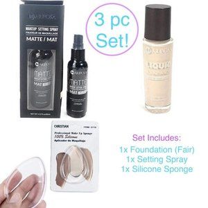 Makeup Set Foundation, Setting Spray, Sponge